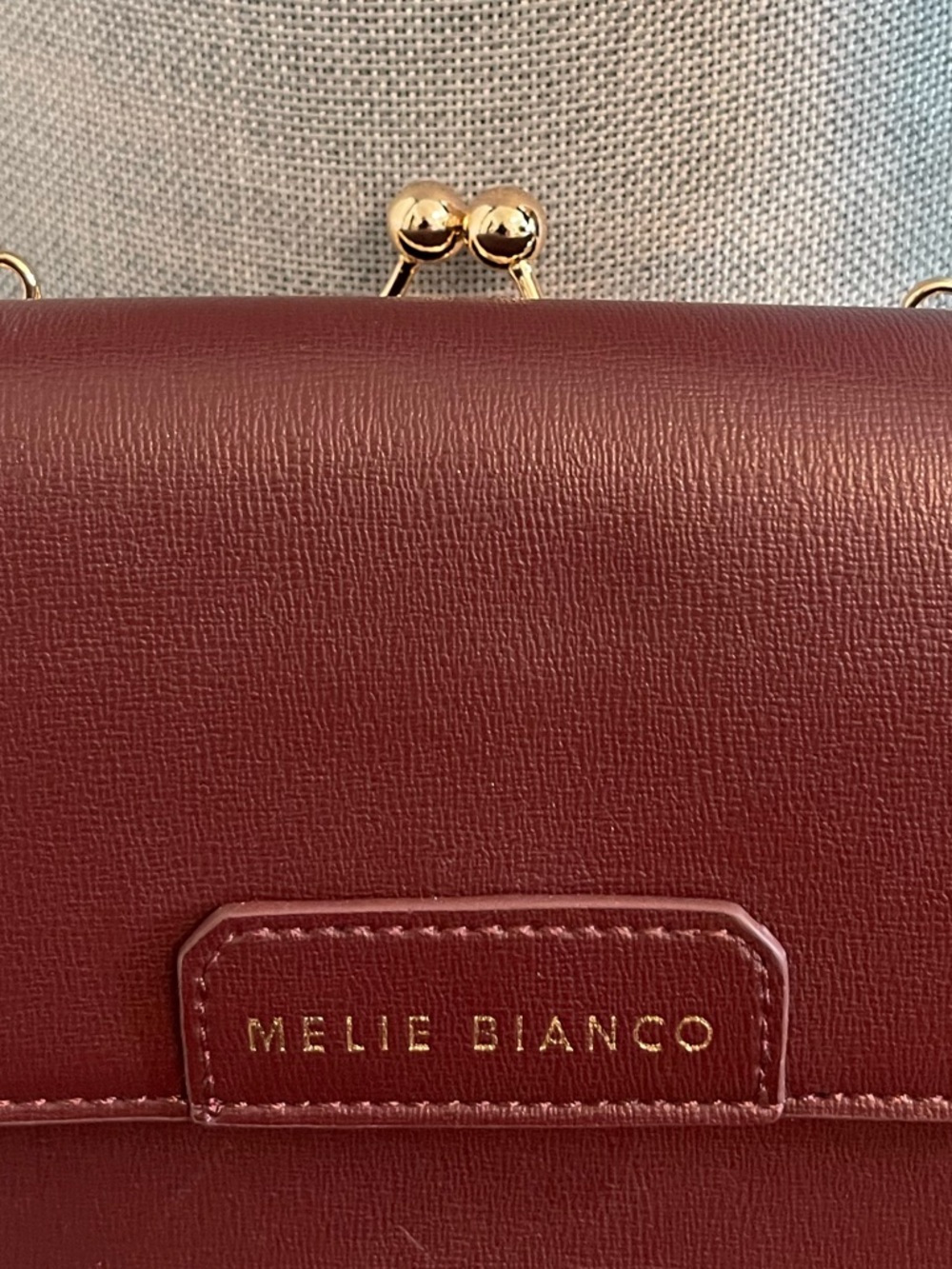 Melie Bianco Wine Red Crossbody with Gold Hardware - Picture 10 of 15
